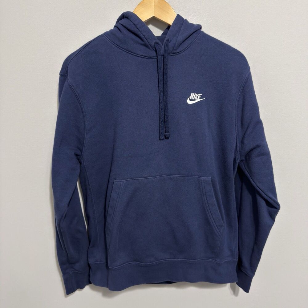 Nike Hoodie Mens M Blue Club Fleece Pullover Sweatshirt Logo BV2654-410